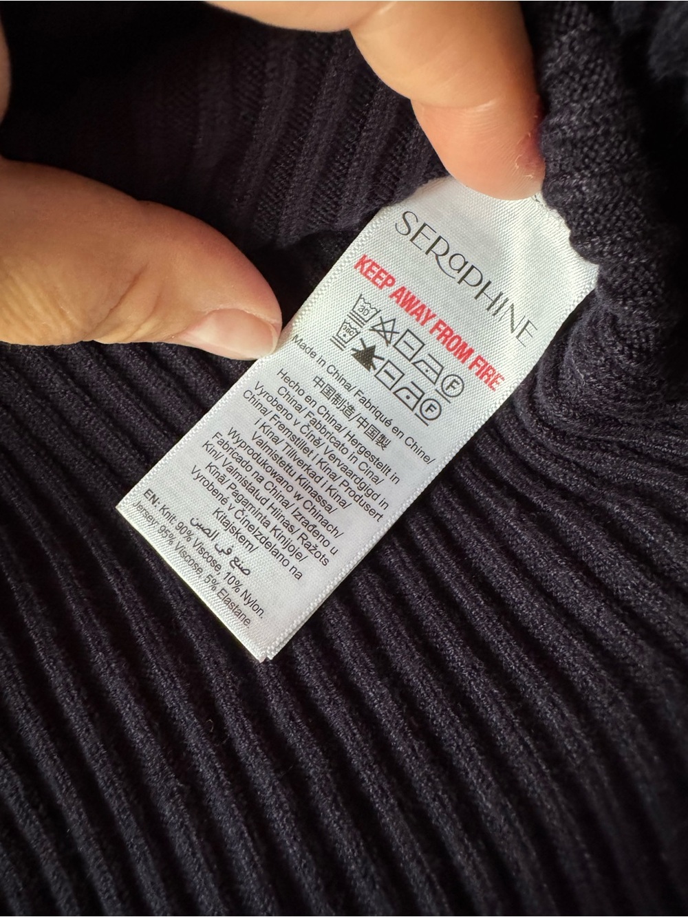 SERAPHINE Ribbed Button-Front Navy Top size 6 - Picture 4 of 4
